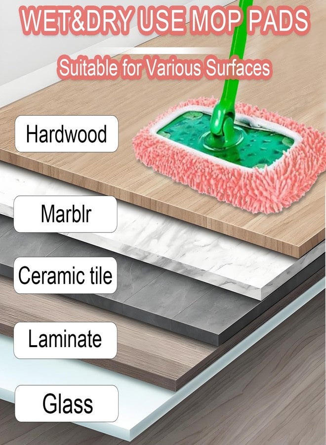 Hlmsyurx 5PCS Microfiber Wet and Dry Sweeping Mop Pads, Compatible with Swiffer Sweeper, Chenille Washable Swiffer Mop Pads, Reusable Mopping Refills for Hardwood Floor (Pink 5PCS) - Image 3